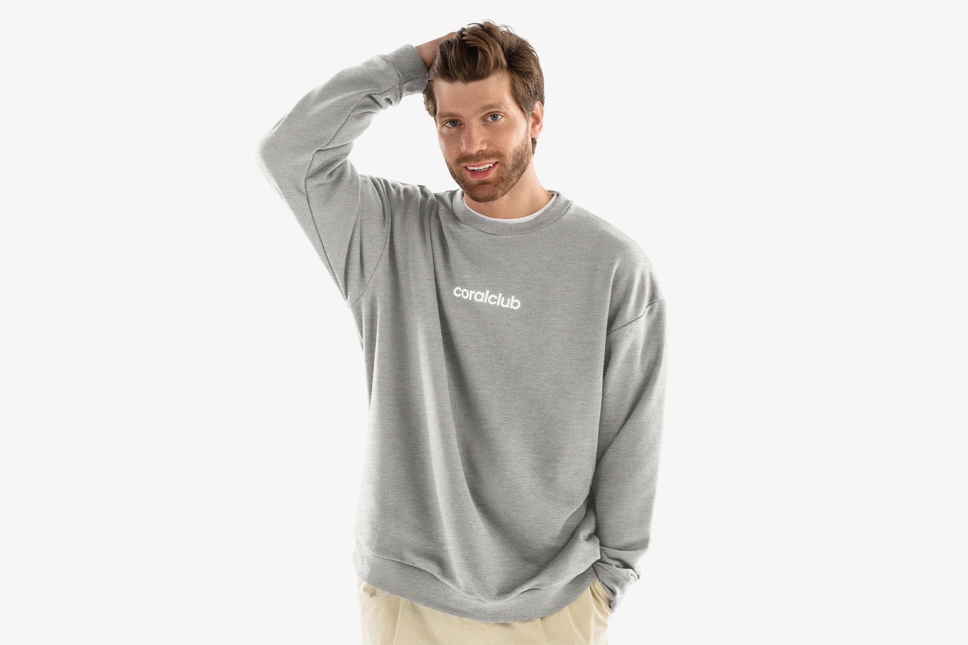 Свитшот мужской, светло-серый